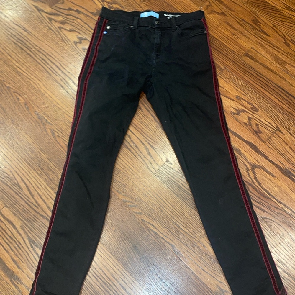 7 For All Man Kind Black Denim Jeans high waist ankle skinny